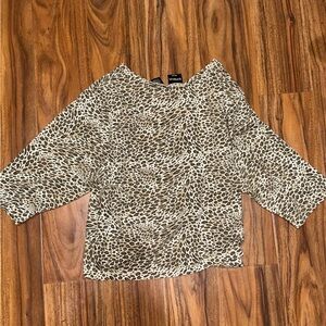Vintage Brown Leopard animal Print Blouse